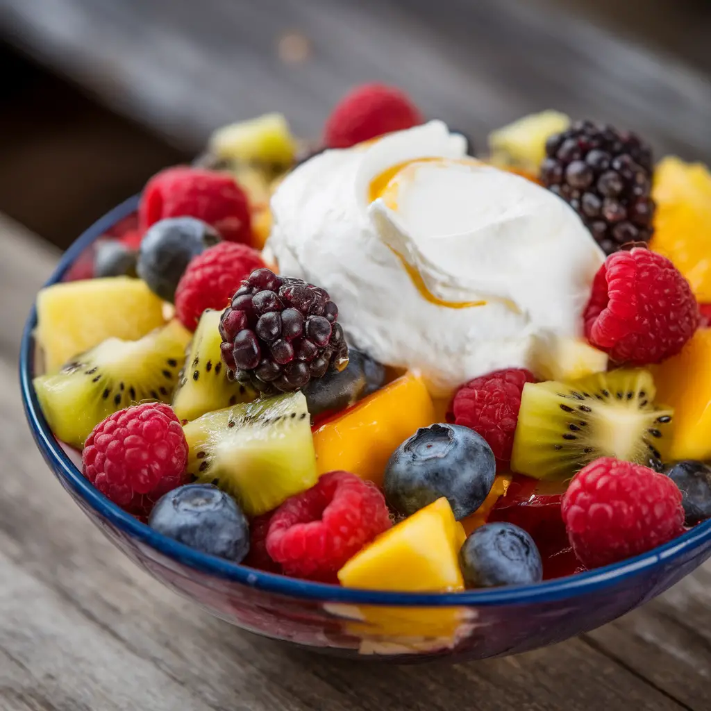Berry Bliss Fruit Salad with Coconut Whipped Cream