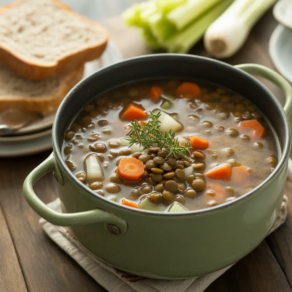 Lentil Soup with Whole-Wheat Bread