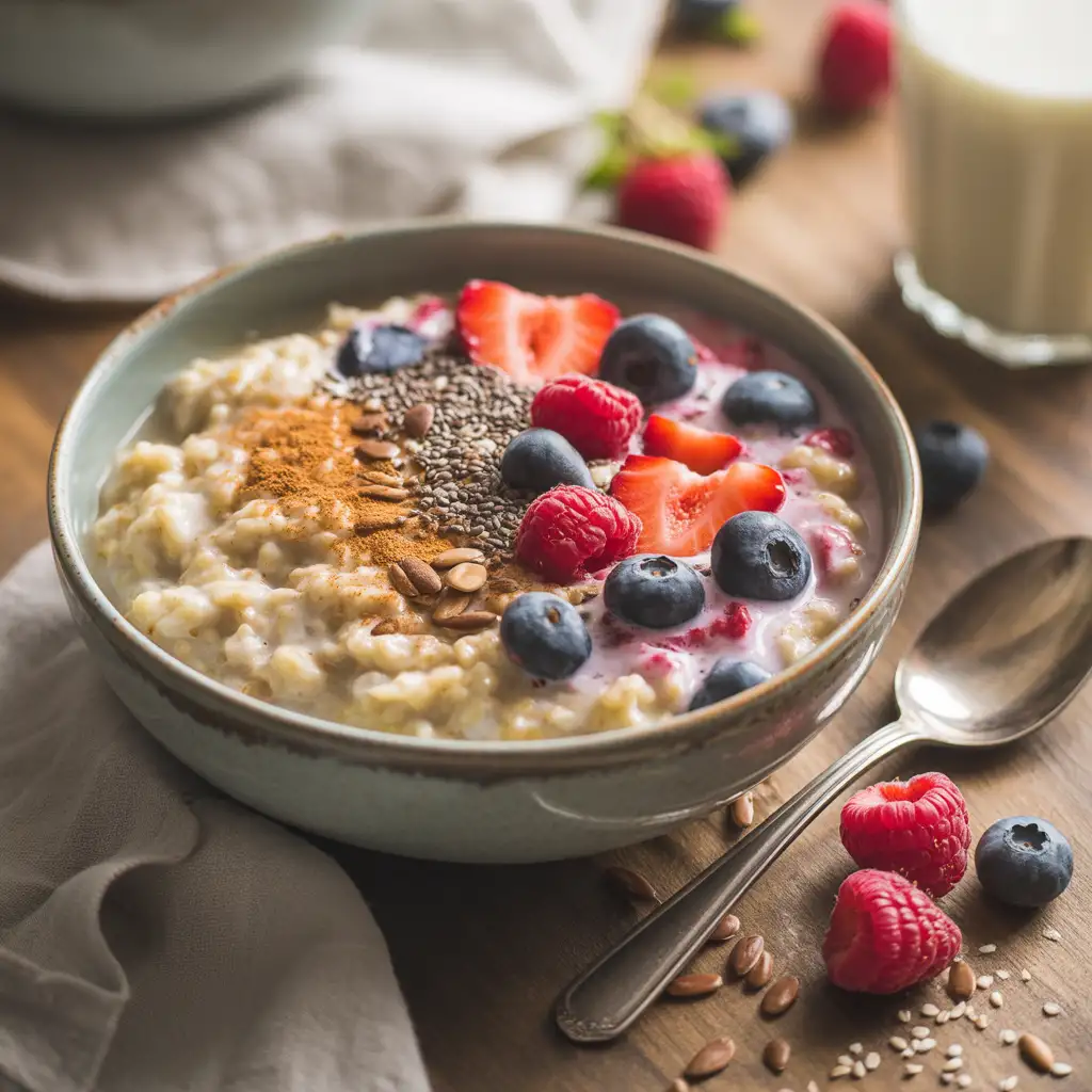 Oatmeal with Berries and Seeds