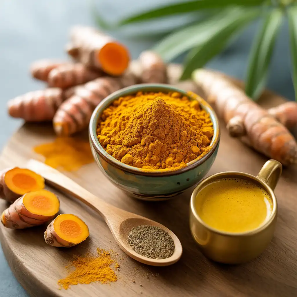 Turmeric and Ginger on platter, with tea