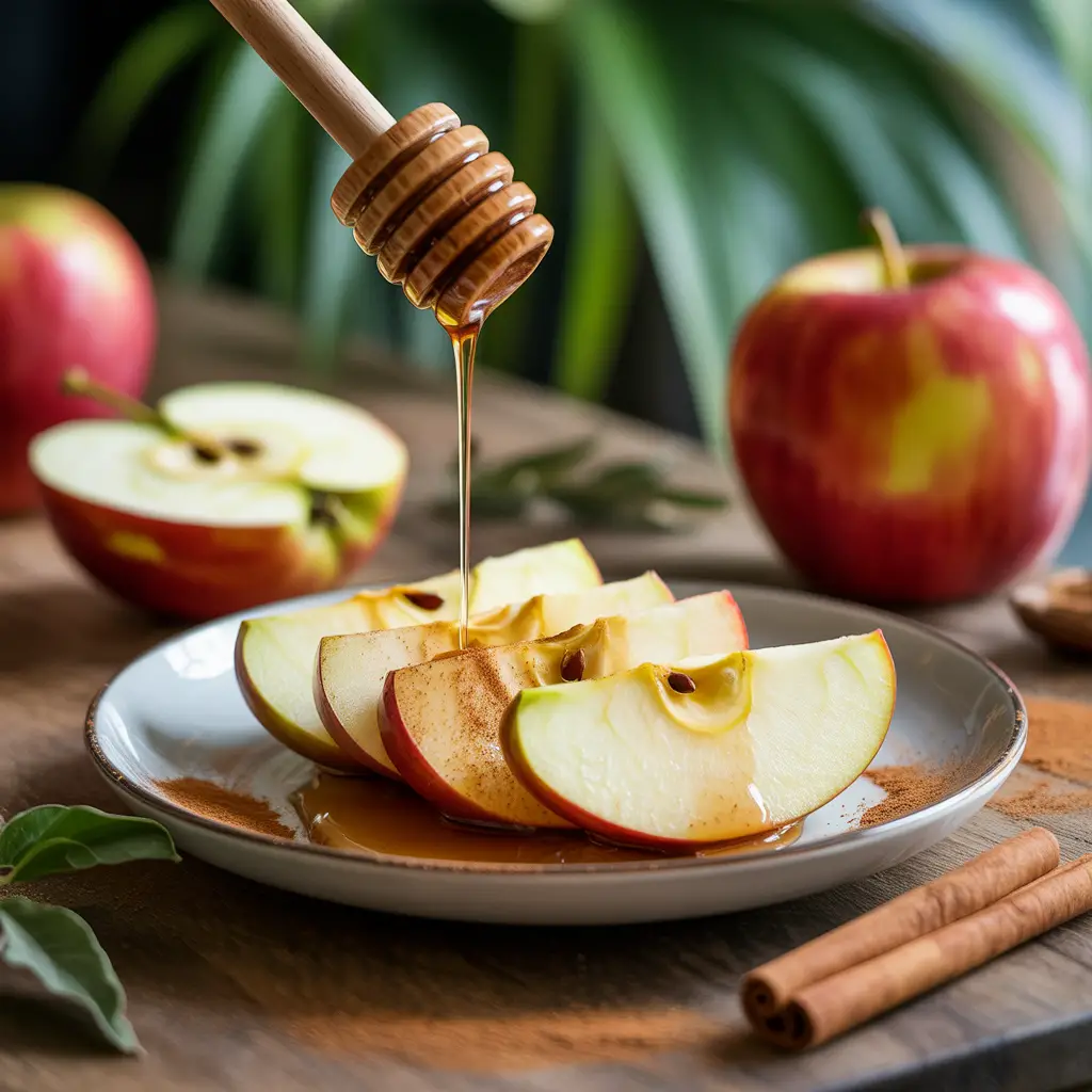 apple slices with honey and cinnamon
