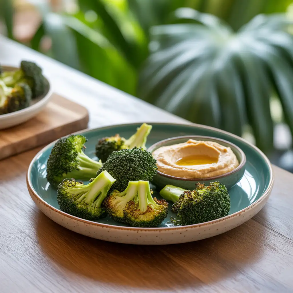 broccoli with hummus