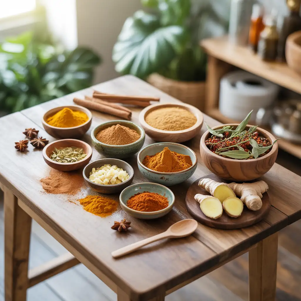 Spices on a table