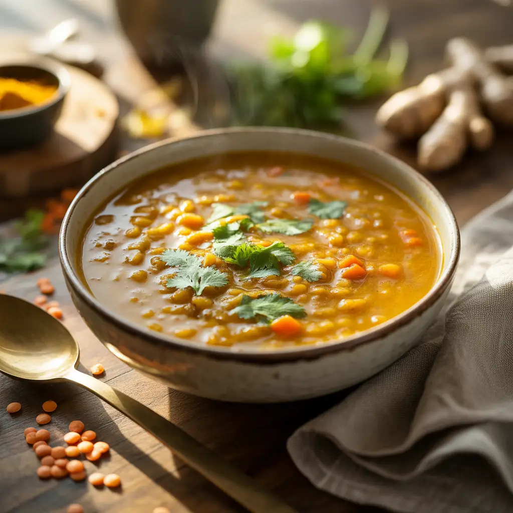 Lentil Soup with Turmeric and Ginger