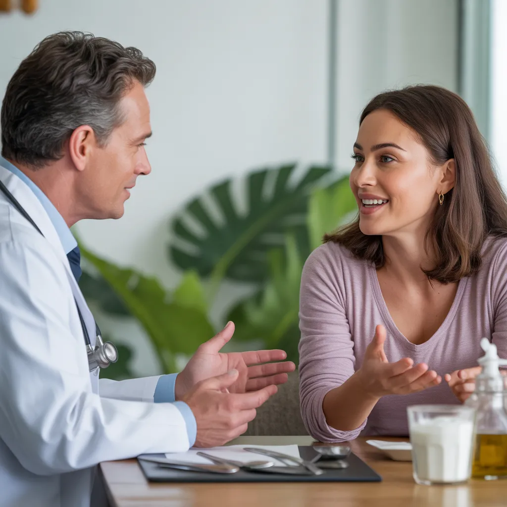 Person talking with doctor