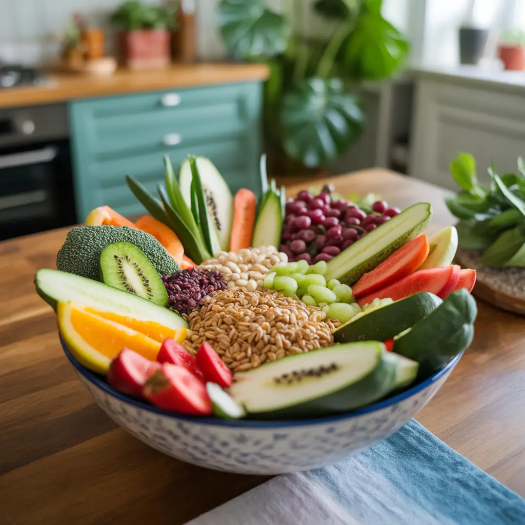 Bowl with healthy foods