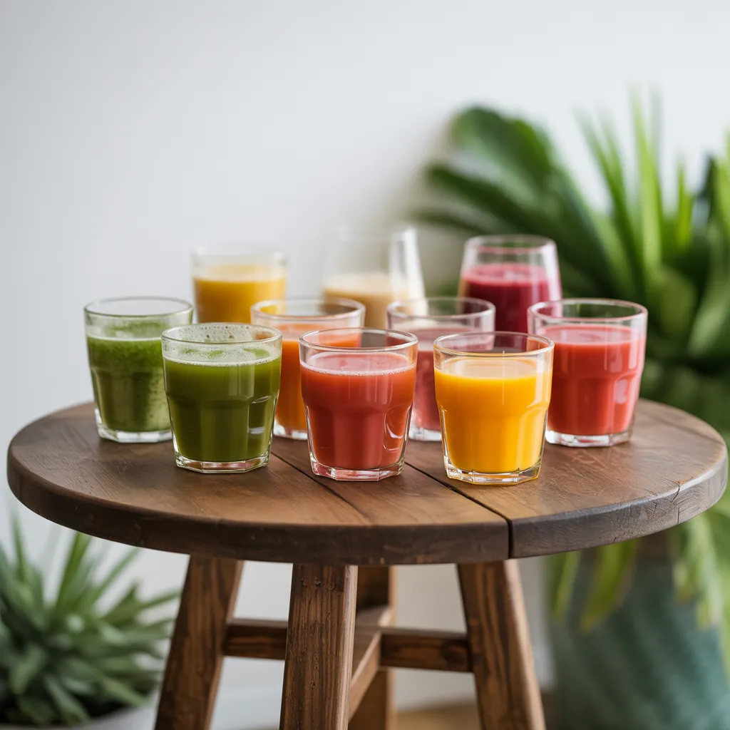 Different juices on a table