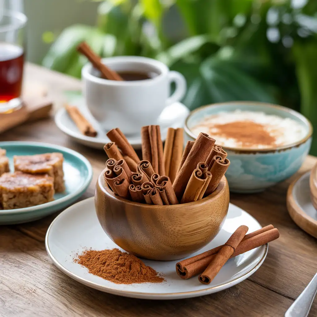 Cinnamon sticks in bowl