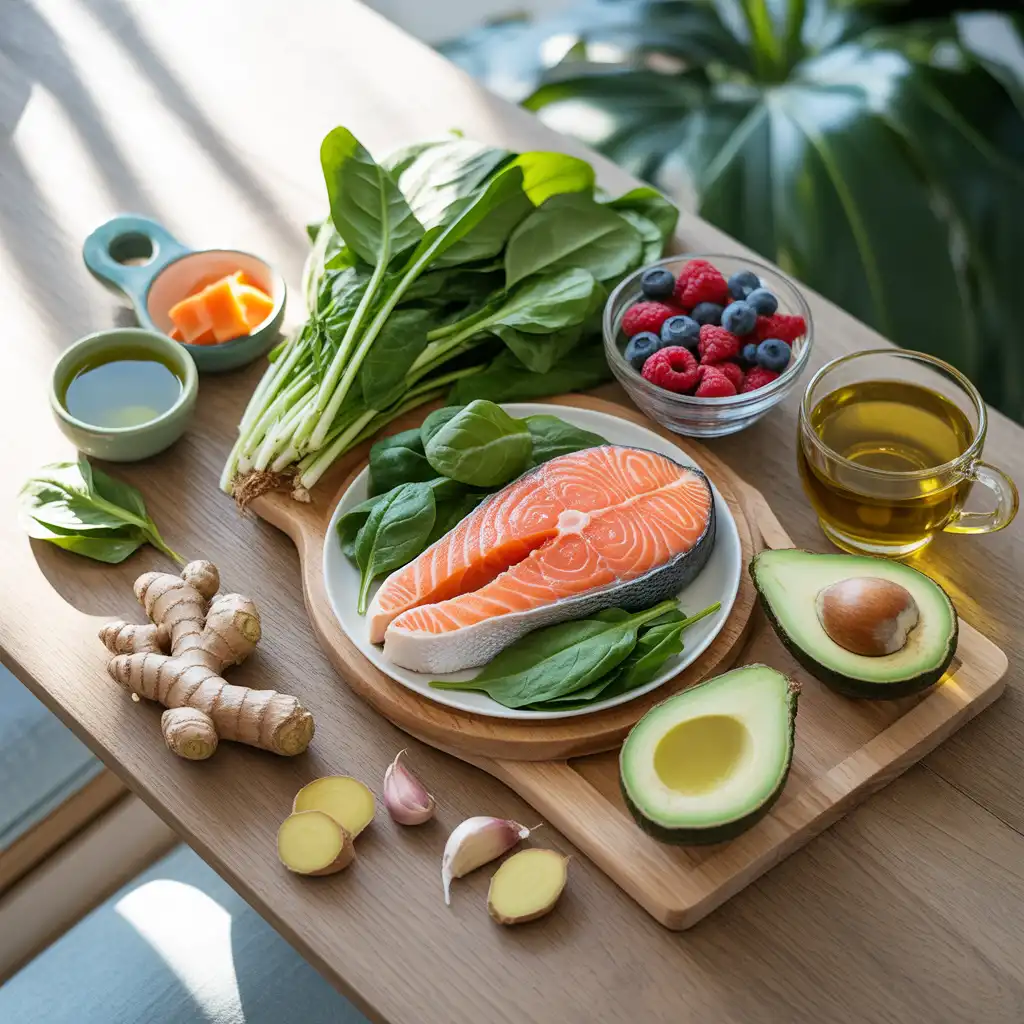 Anti-Inflammatory foods on table