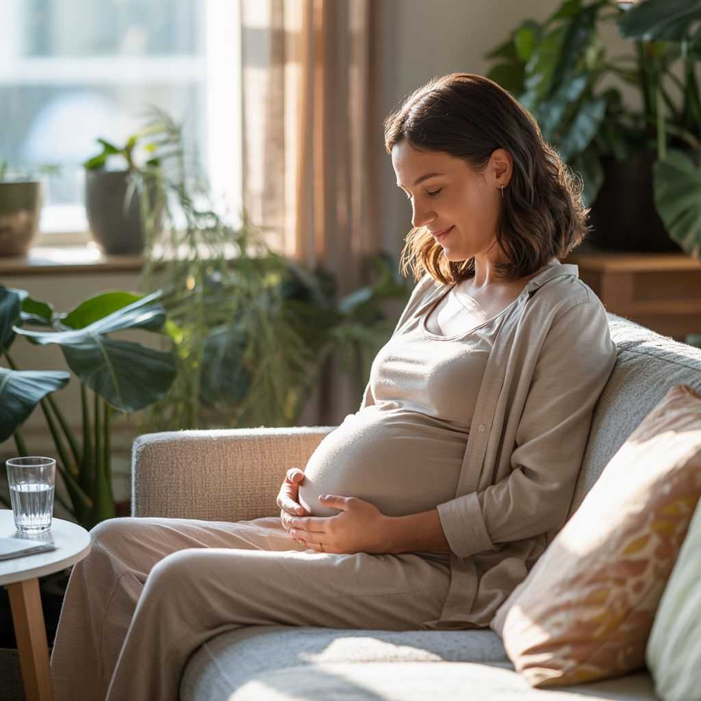 Pregnant woman relaxing and caring for her health