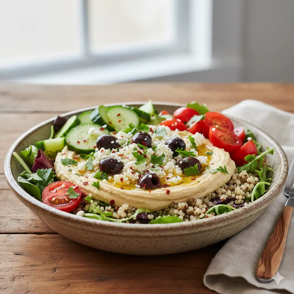 Mediterranean Hummus and Veggie Bowl