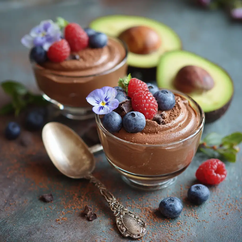 Vegan Chocolate Avocado Mousse Cups