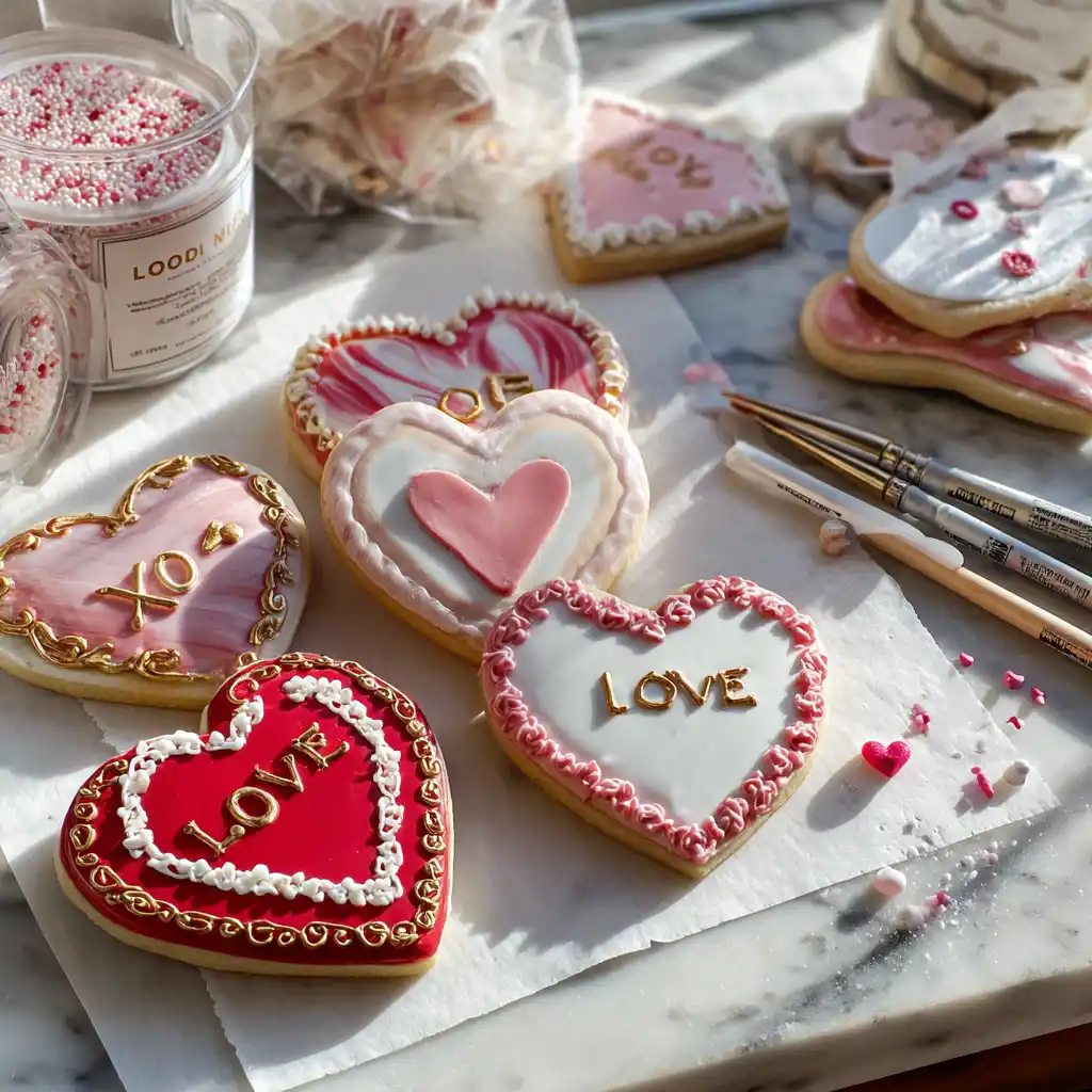 Royal Icing Heart Sugar Cookies